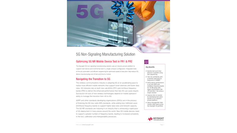 5G Non-Signaling Manufacturing Solution 